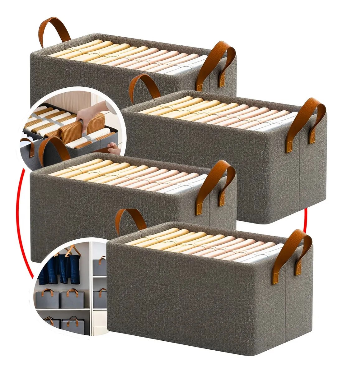 4 Caixas Organizadora Guarda Roupa Cesto Dobrável