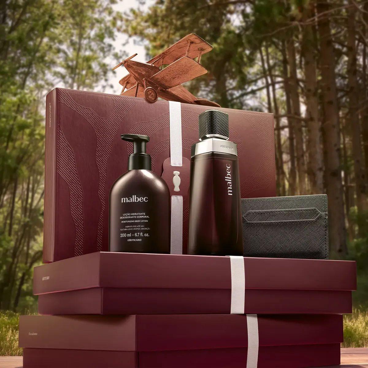 Kit Presente Boticário Malbec - Perfume 100ml + Loção + Carteira