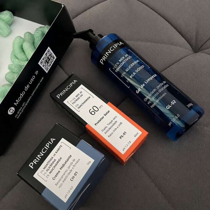 Kit Principia Essencial - Gel, Hidratante e Protetor Solar
