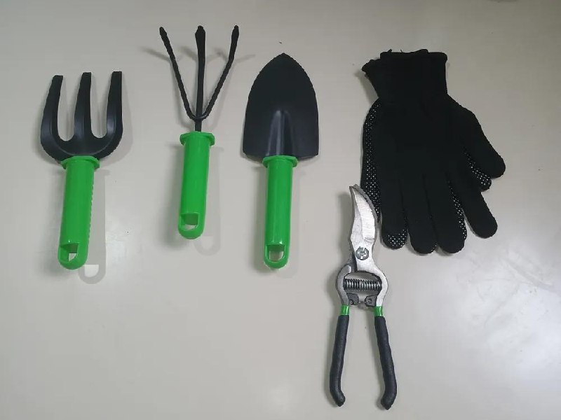 Kit Jardinagem 5 Peças - Pá, Tesoura Poda e Luva