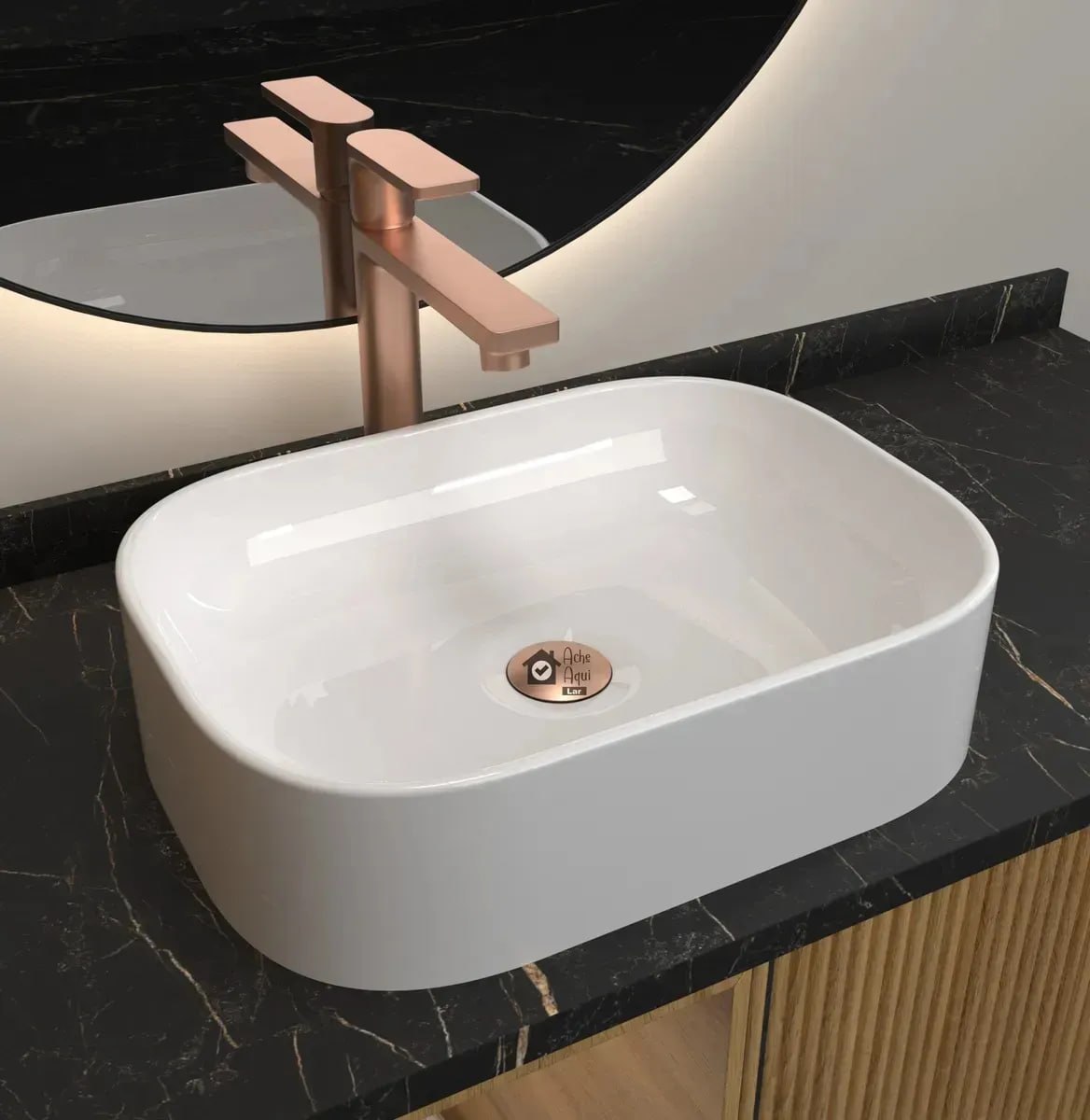 Cuba para Banheiro Lavabo Retangular de Apoio Sobrepor