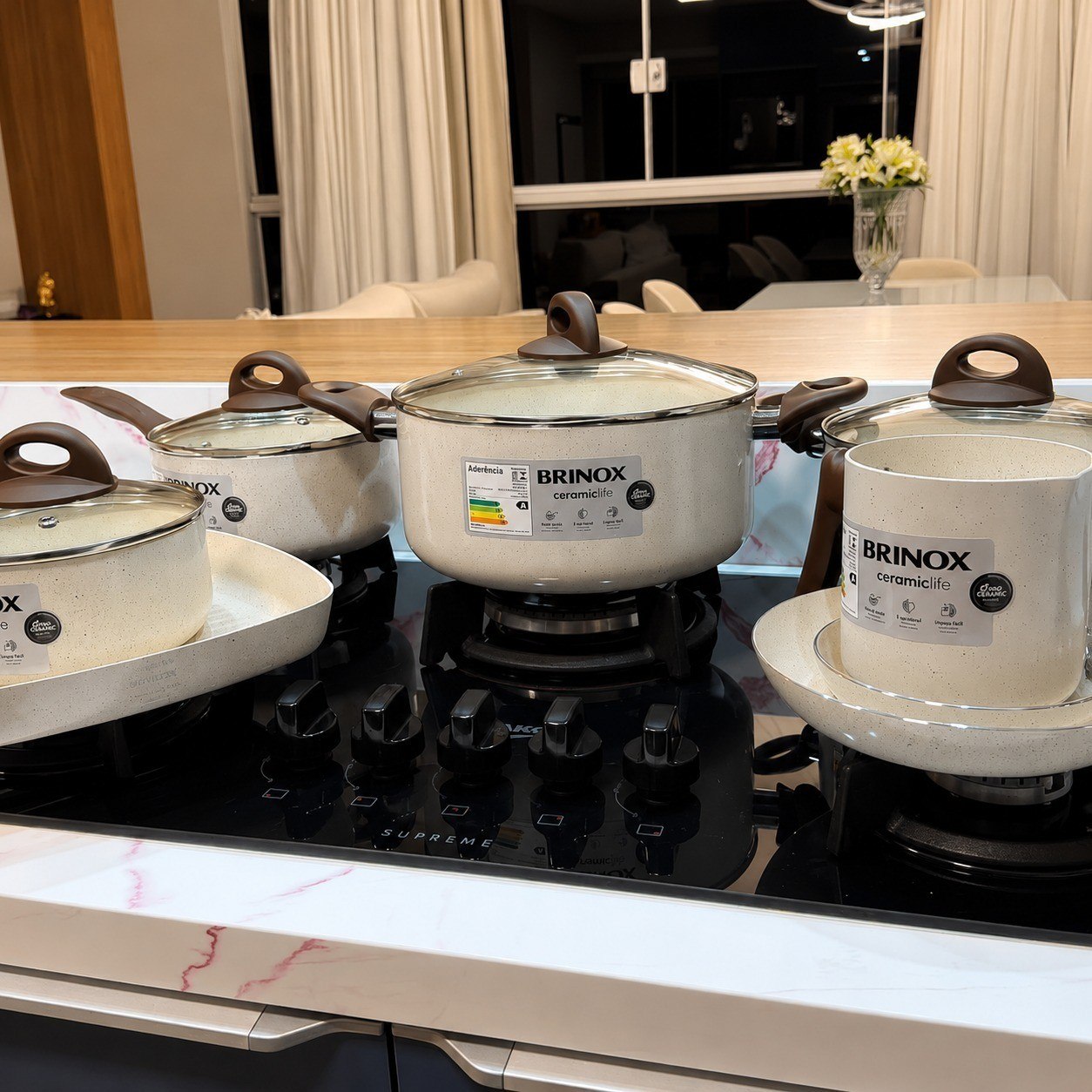 Conjunto de Panelas 8 Peças Ceramic Life Smart Plus Vanilla - Brinox