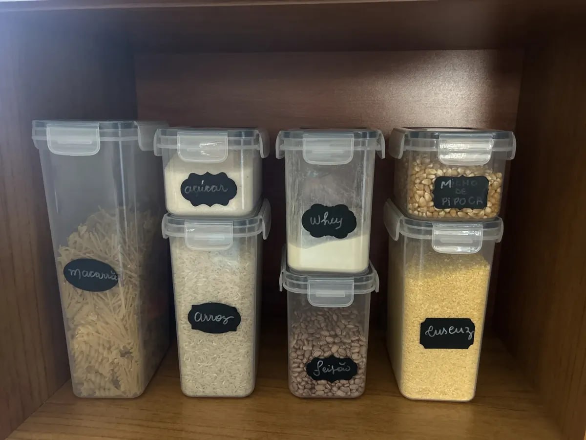 Kit 7 Potes Herméticos Empilháveis em Acrílico
