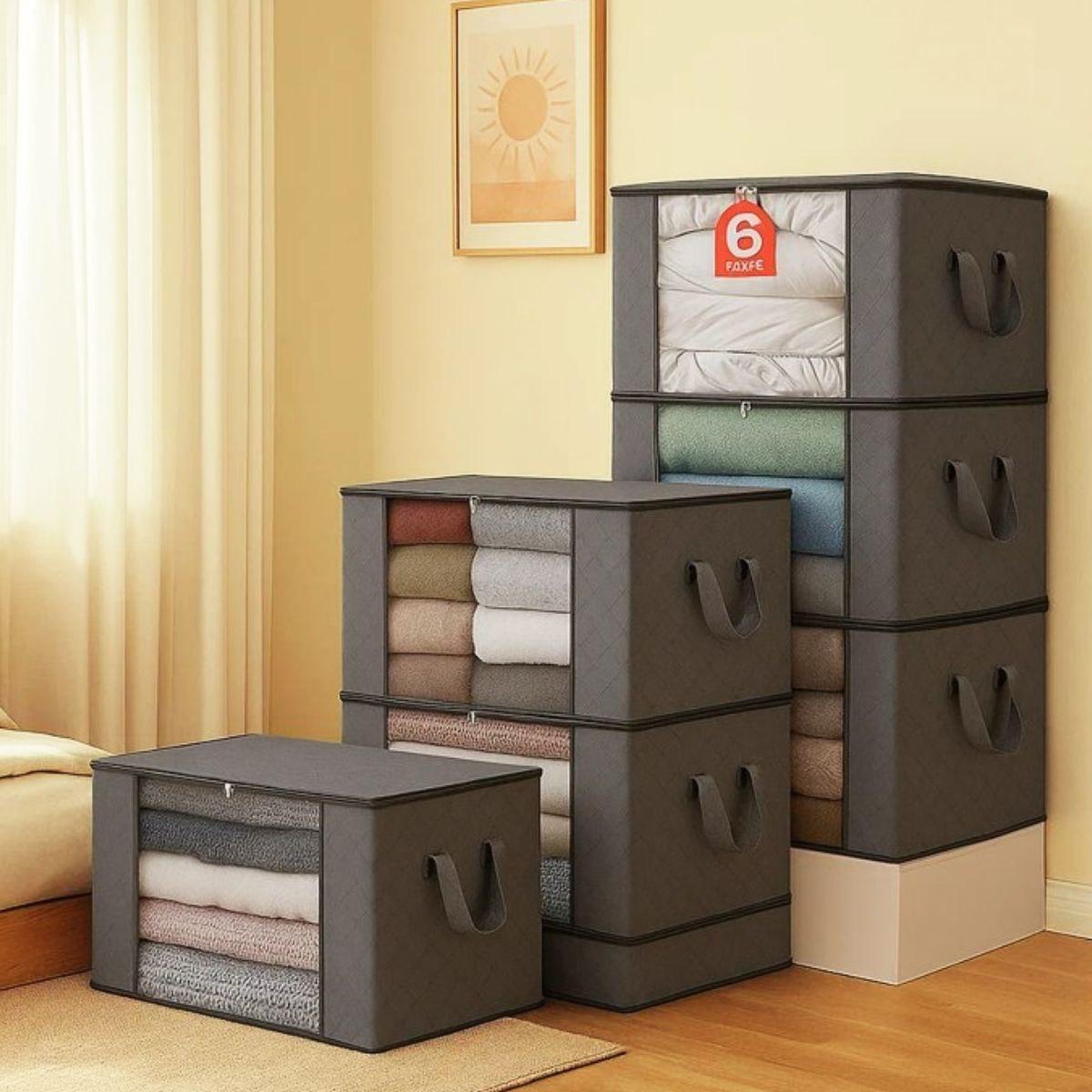 Kit 6 Sacos Organizadores Guarda Roupa Dobrável 30x40x60cm