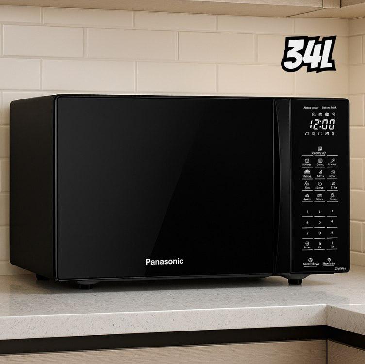 Microondas Panasonic Black Glass 34L Dupla Refeição 110v