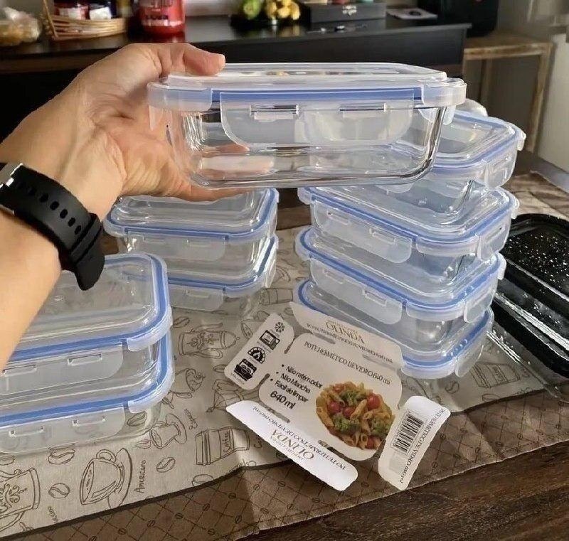 Kit 10 Potes Herméticos Vidro 640ml Starhouse