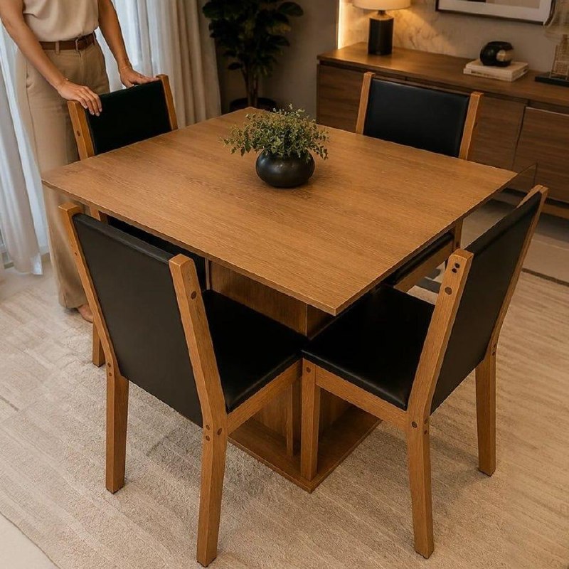 Conjunto Sala de Jantar Madesa Talita Mesa + 4 Cadeiras