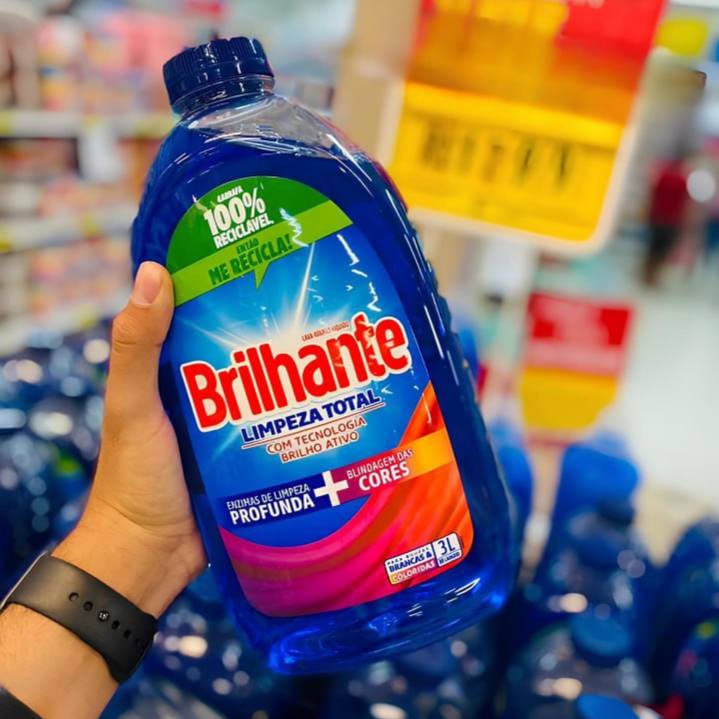 Lava Roupas Líquido Brilhante Limpeza Total 3L