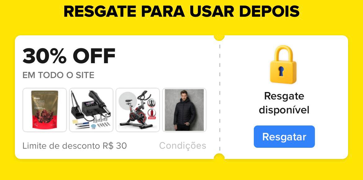 Cupom Mercado Livre 30% OFF até R$30
