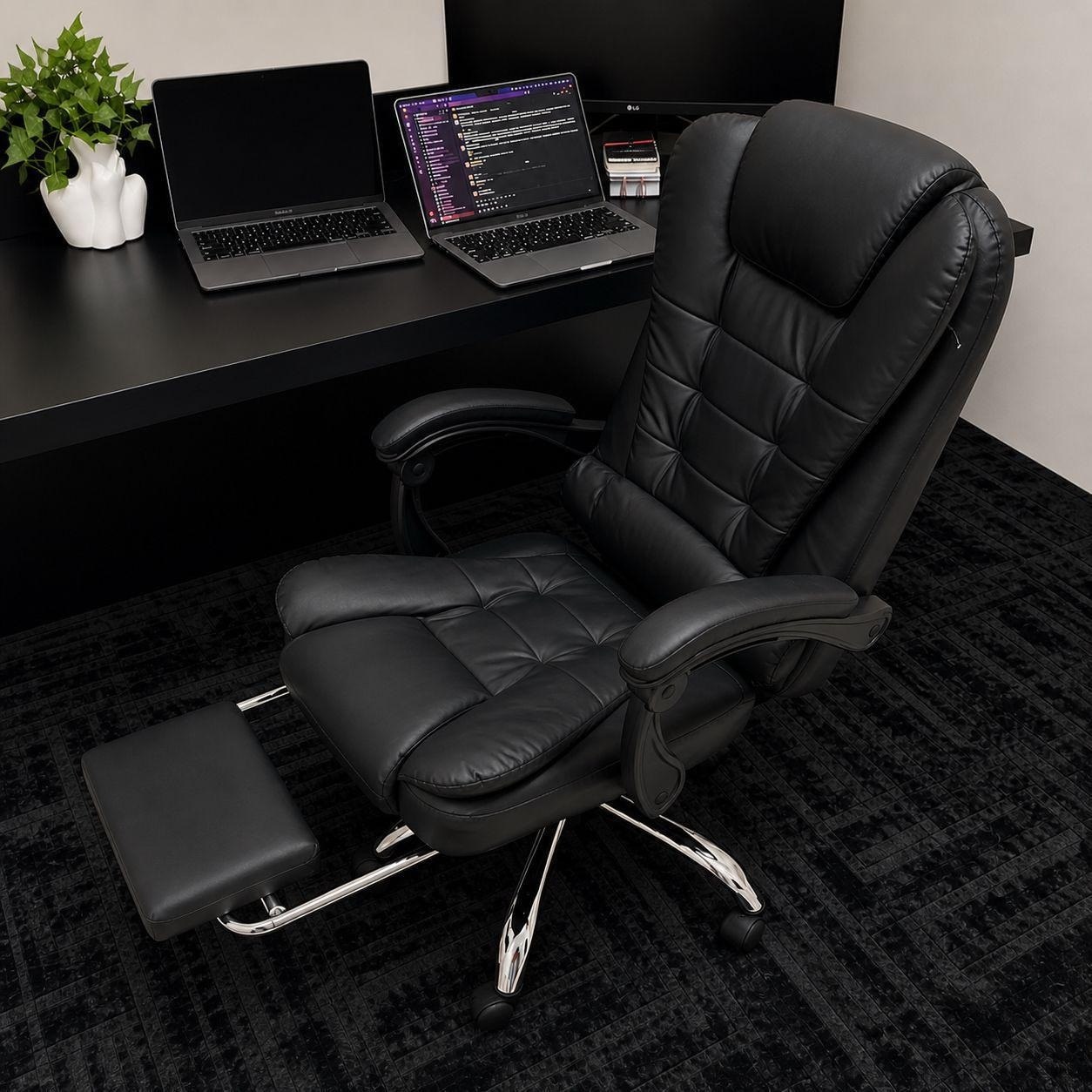 Cadeira Executiva Sweet Studio Ergonômica Preta com Encosto Reclinável