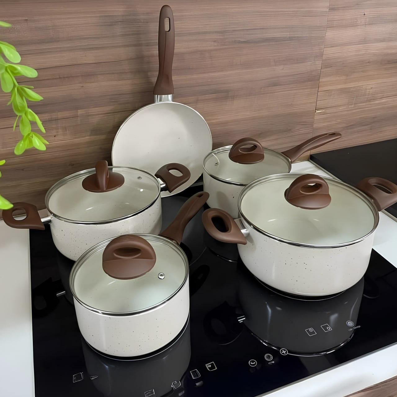 Jogo de Panelas Smart Plus Vanilla Indução Cerâmico 5 peças Brinox