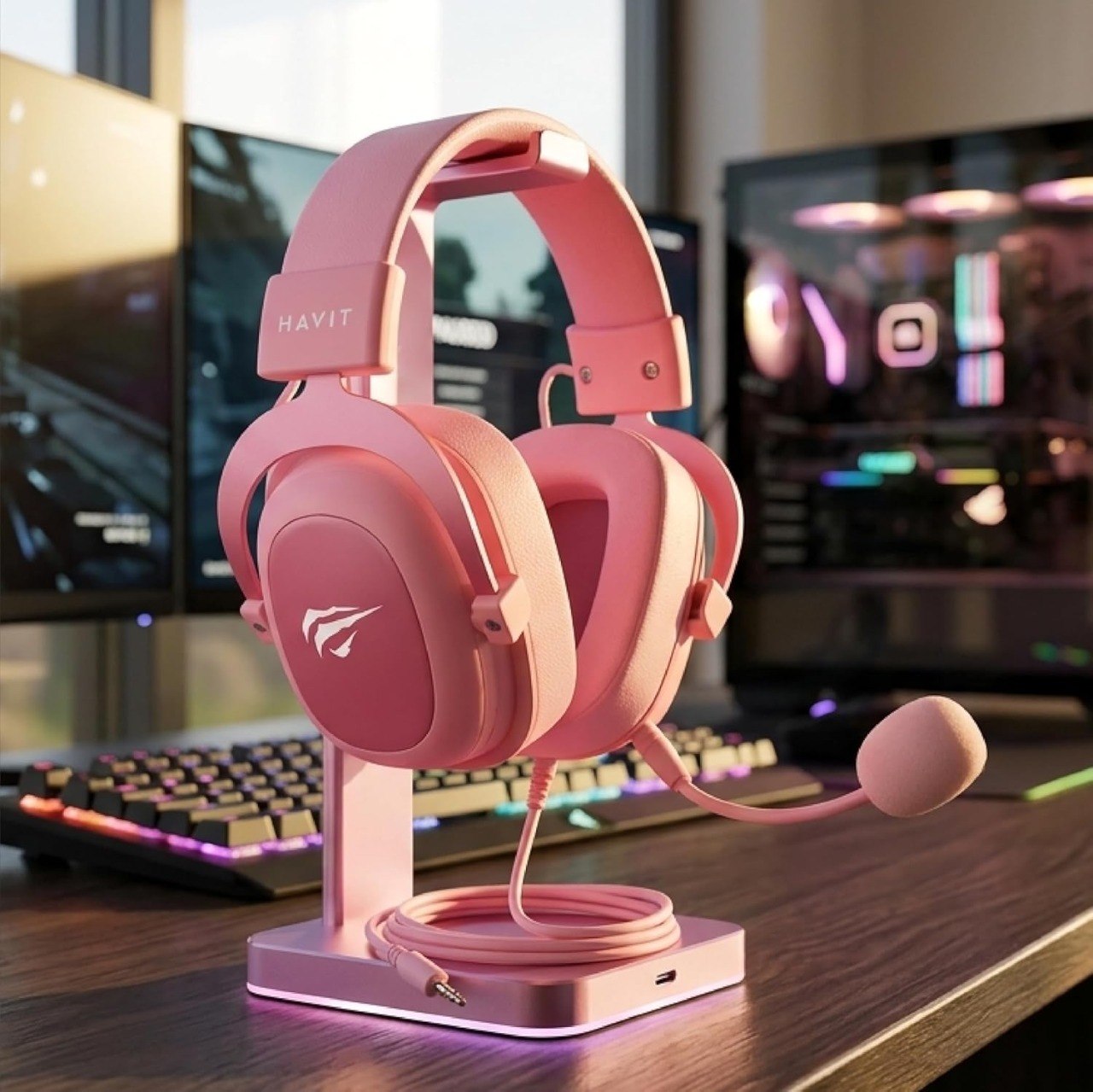 Havit Headphone Fone de Ouvido H2002d Pink com Microfone