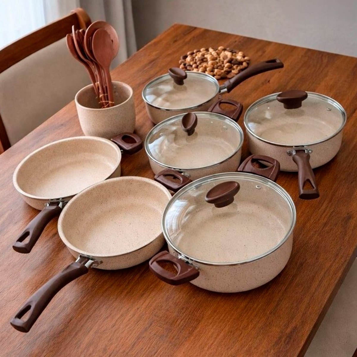 Conjunto de Panelas Antiaderente 10 Peças Coffee Cappuccino Imperial