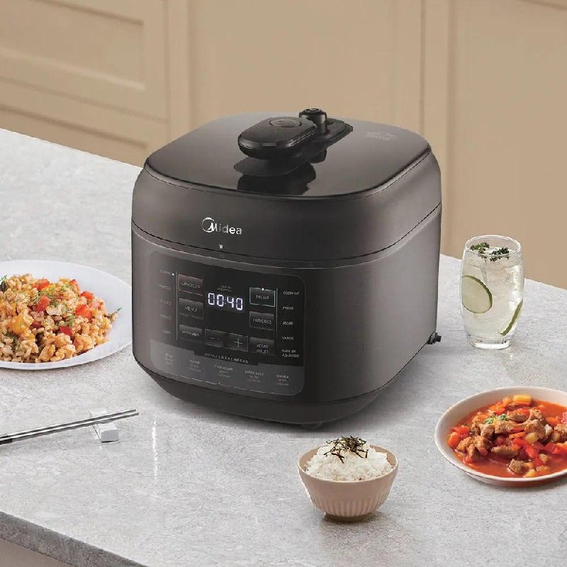 Panela de Pressão Elétrica Multifunção 5L Nutripro Digital Preta Midea 110V
