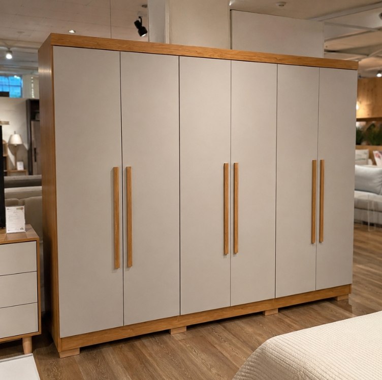 Guarda-roupa Casal 6 Portas 2 Gavetas França Espresso