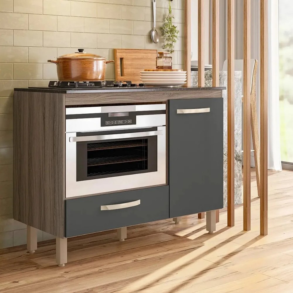 Balcão para Cooktop 1 Porta 1 Gaveta Fit Carvalho