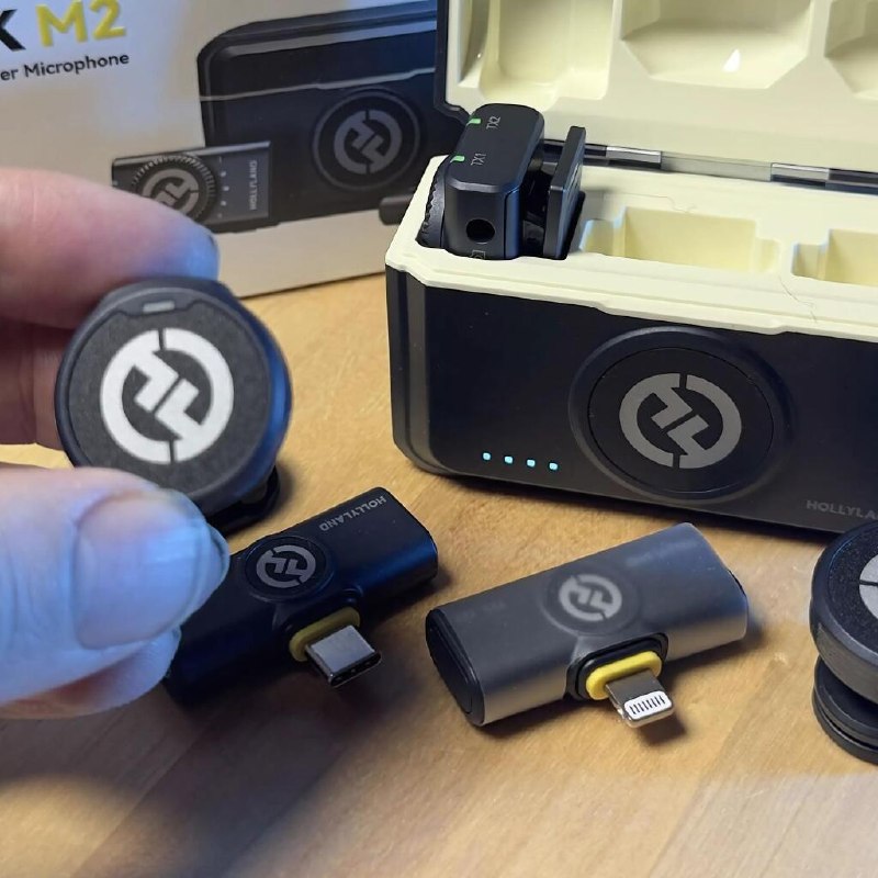 Microfone Lapela Hollyland Lark M2 Combo Duplo USB-C Lightning