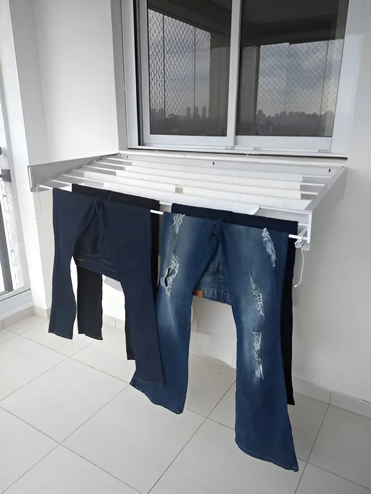 Varal Mágico 7 Varetas 120cm Alumínio Dobrável Branco