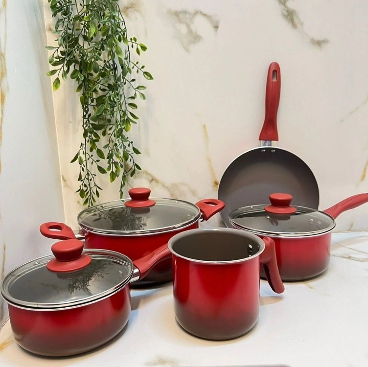 Conjunto de Panelas Ceramic Life Smart Brinox Vermelho 5 Peças
