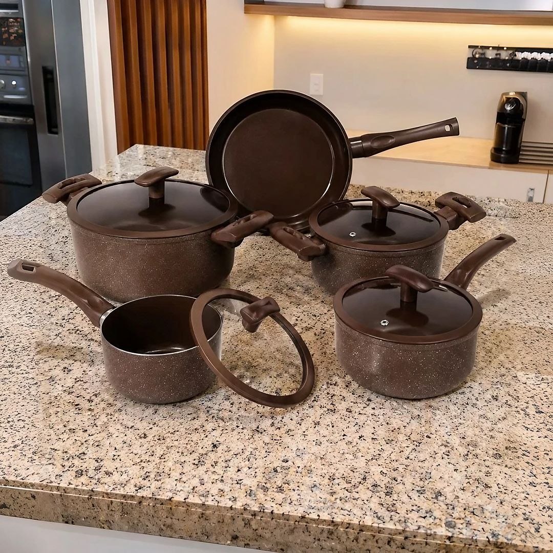 Conjunto Panelas Cerâmica Indução 3mm 5 Peças Hércules