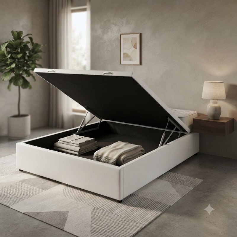 Cama Baú Casal 138x188x42 com Pistão a Gás