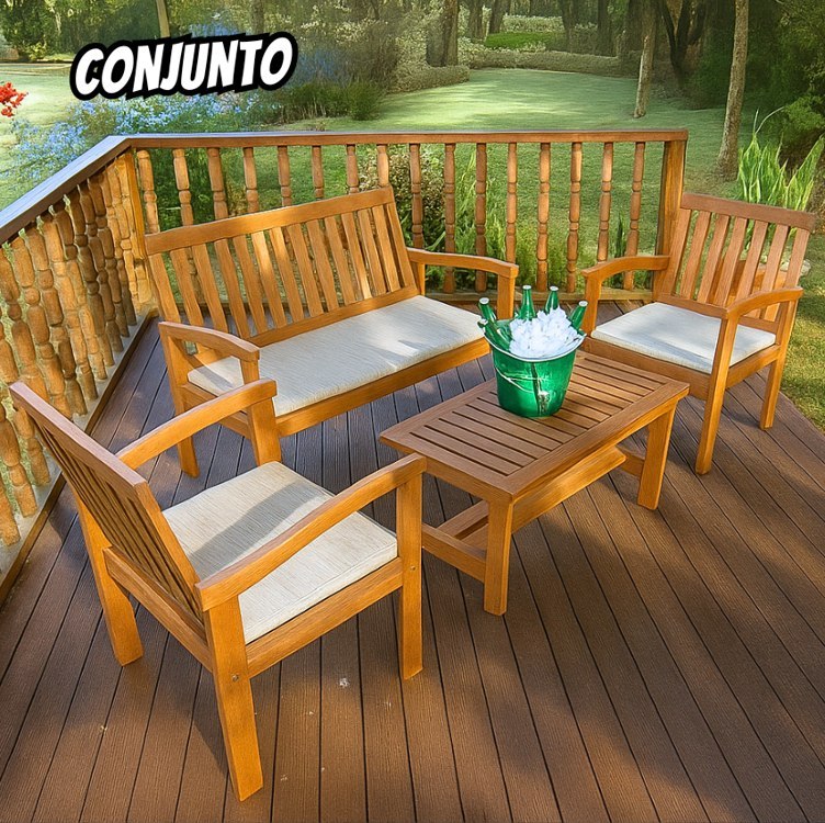 Conjunto Externo 4 Lugares Robust Tecido Bege Magazine Decor