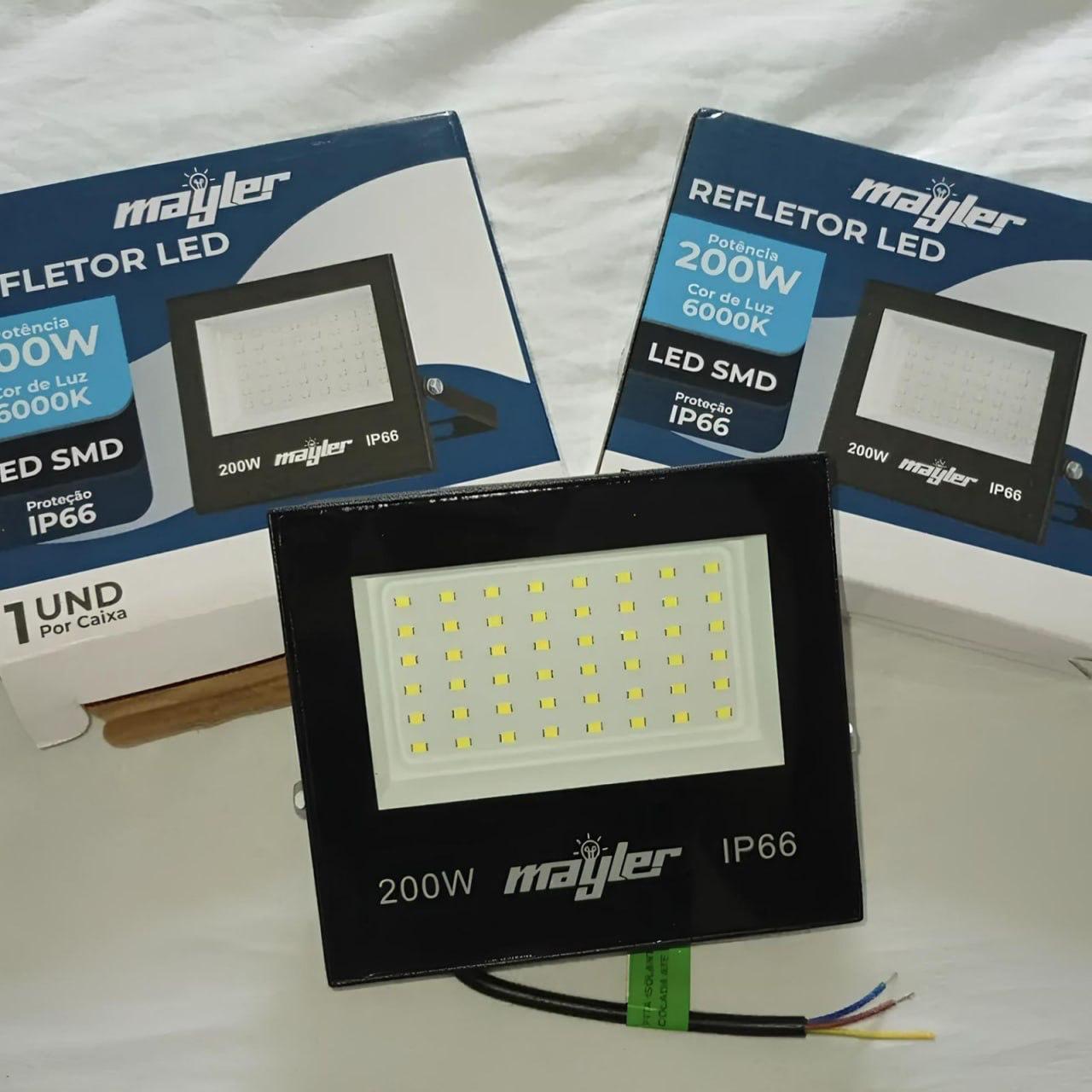 Kit 2 Refletor LED Holofote 200W IP66 Branco Frio