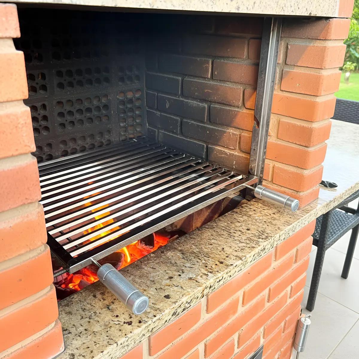 Grelha Churrasco Parrilla Uruguaia 100% Inox Reforçada