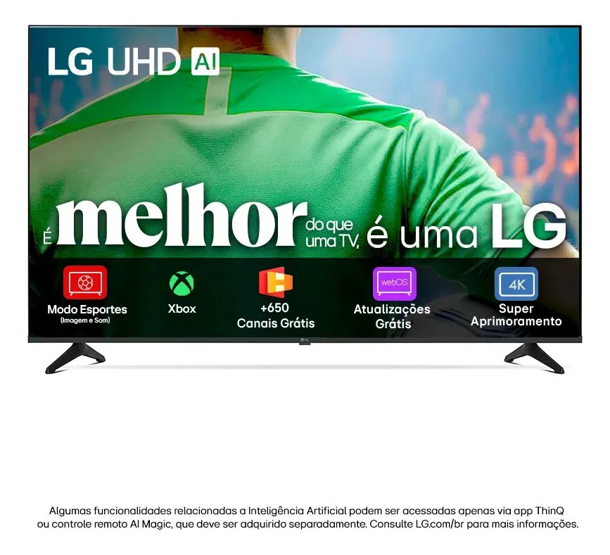 Smart TV LG UHD AI UA75 65 polegadas HDR10 Pro webOS 25
