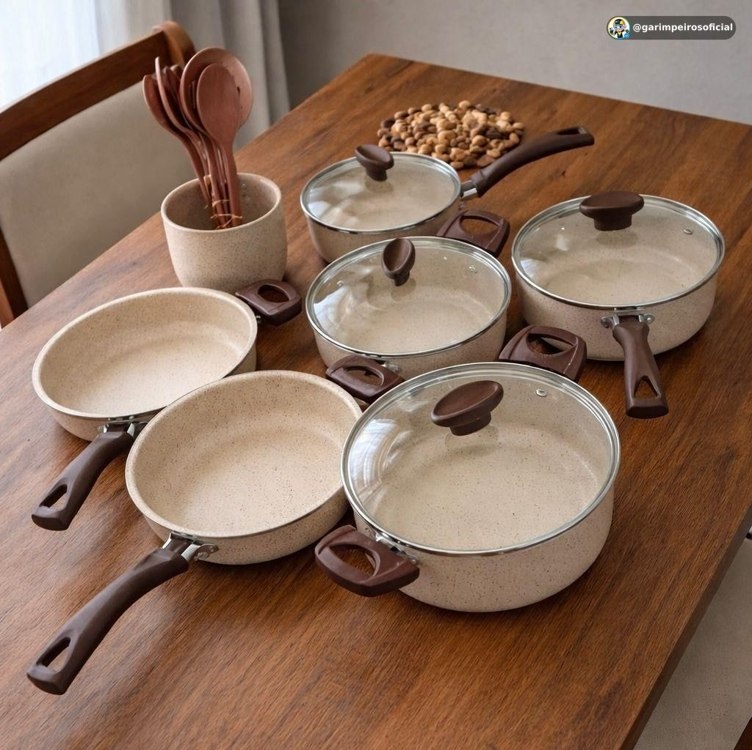 Conjunto de Panelas Antiaderente 10 Peças Coffee Cappuccino Imperial