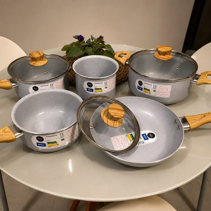 Jogo de Panelas 5 Peças Brinox Ceramic Life