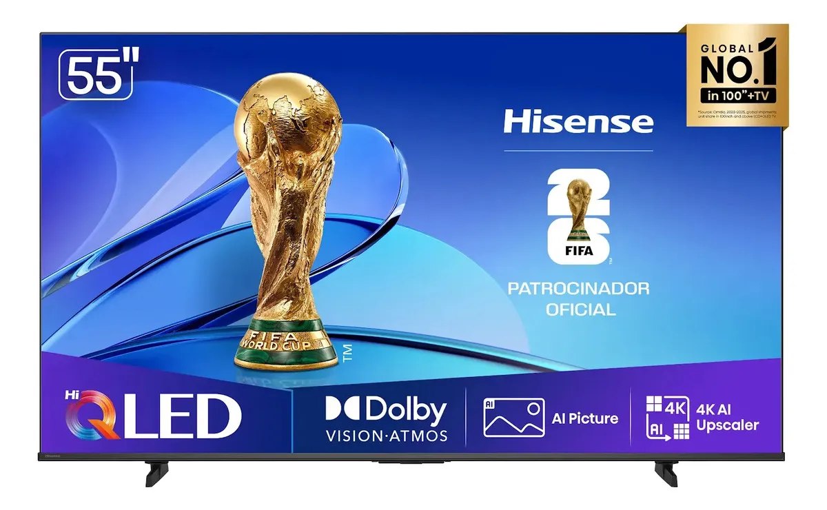 Smart TV Hisense HI-QLED 4K 55" com Dolby Vision e Alexa
