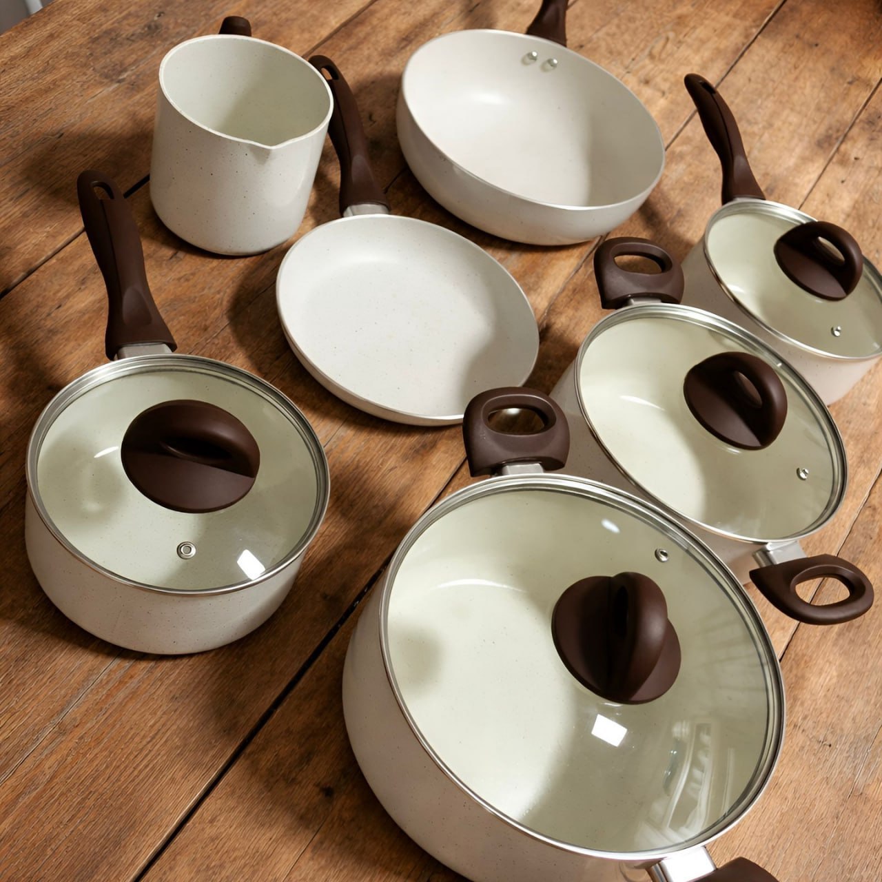 Jogo de Panelas 7 Peças Brinox Ceramic Life Vanilla