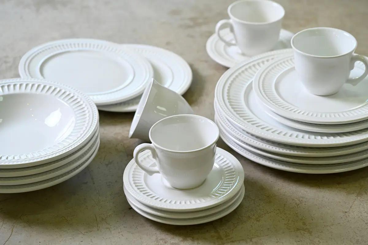 Aparelho de Jantar 20 Peças Branco Poppy Scalla Cerâmica