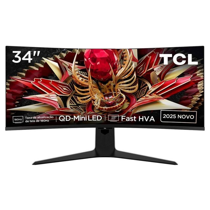 Monitor Gamer Curvo TCL 34" QLED Mini LED WQHD 180Hz 1ms