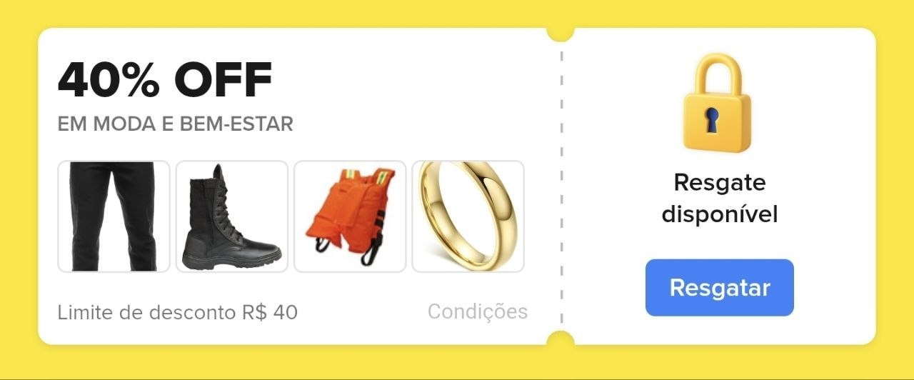 Cupom Mercado Livre - 40% OFF Moda e Bem-Estar
