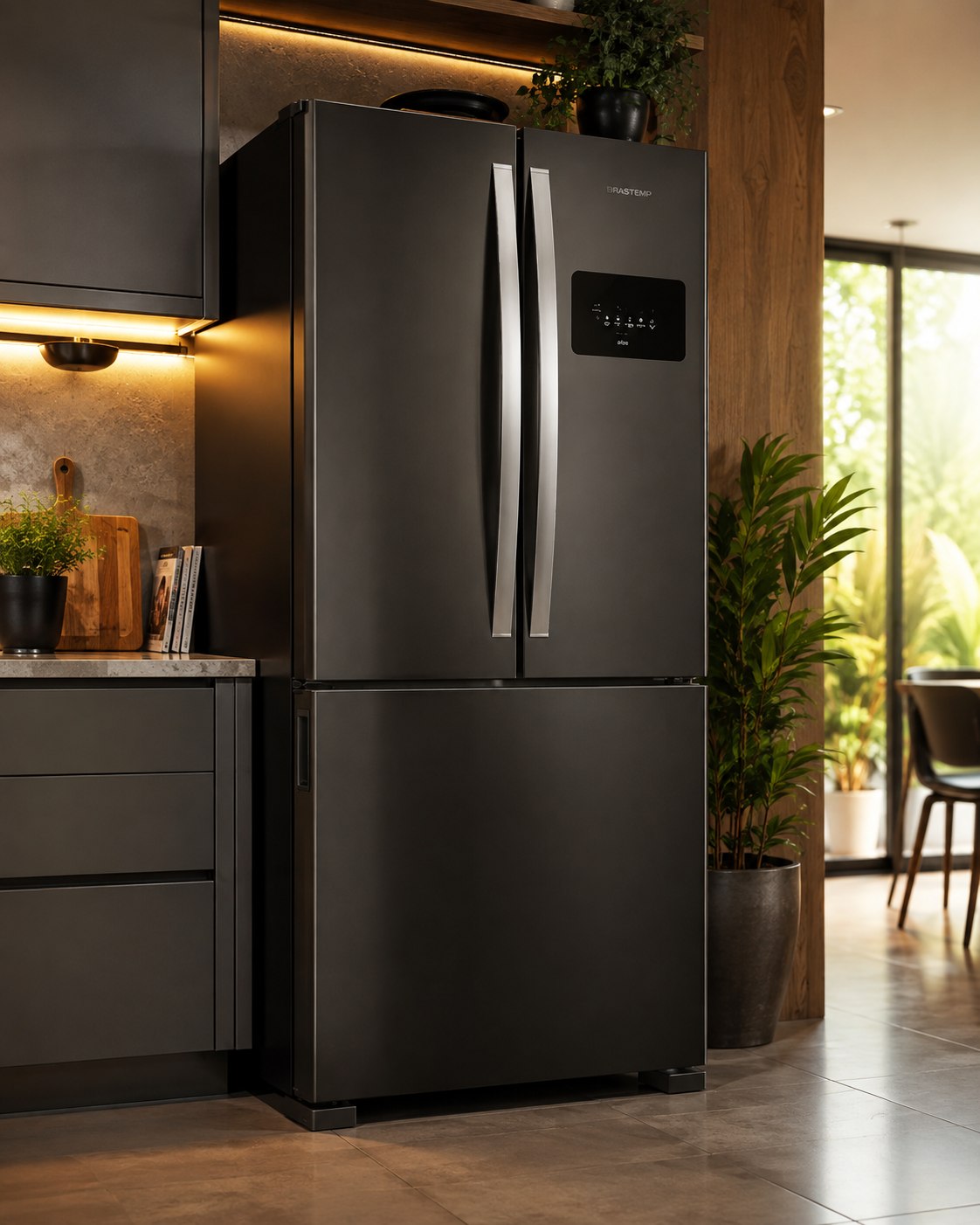 Geladeira Brastemp French Door 3 Portas Inverter 559L Black Inox BRO85ME