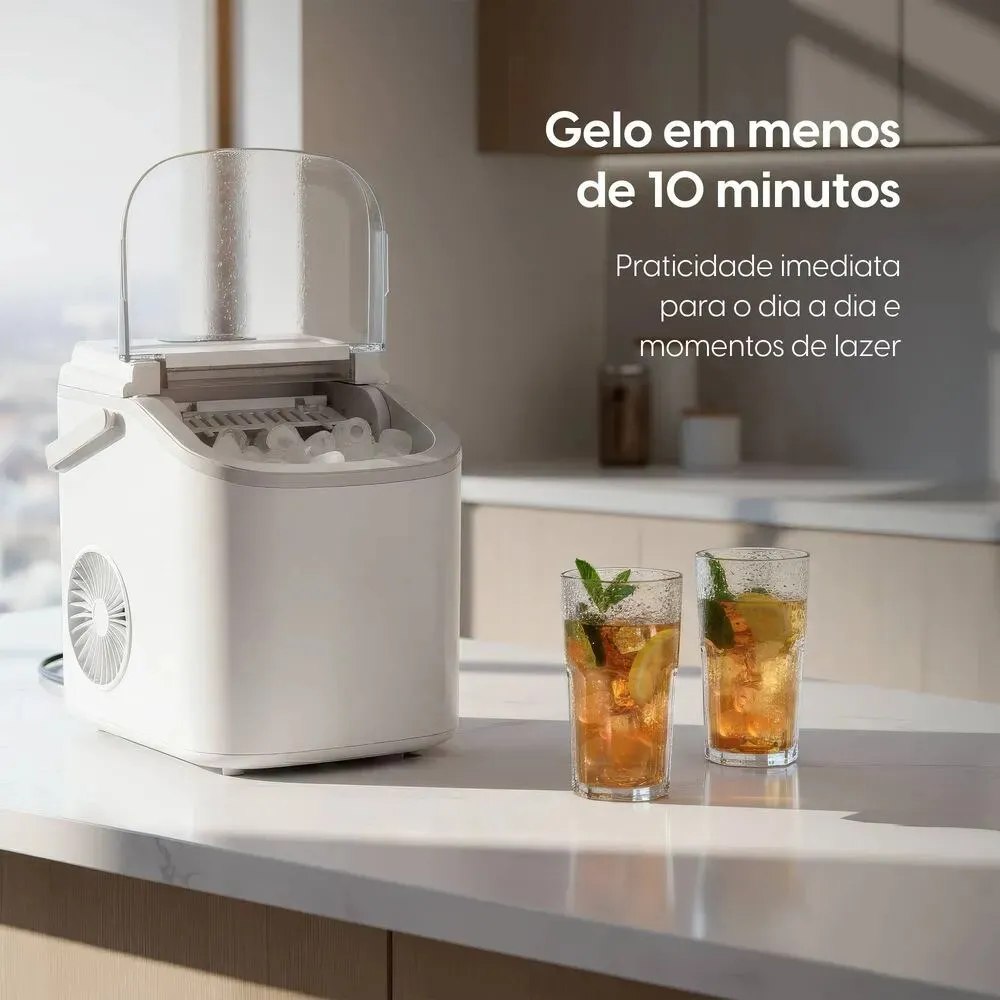 Máquina de Gelo Easy Ice 12kg Painel LED Branca Elgin