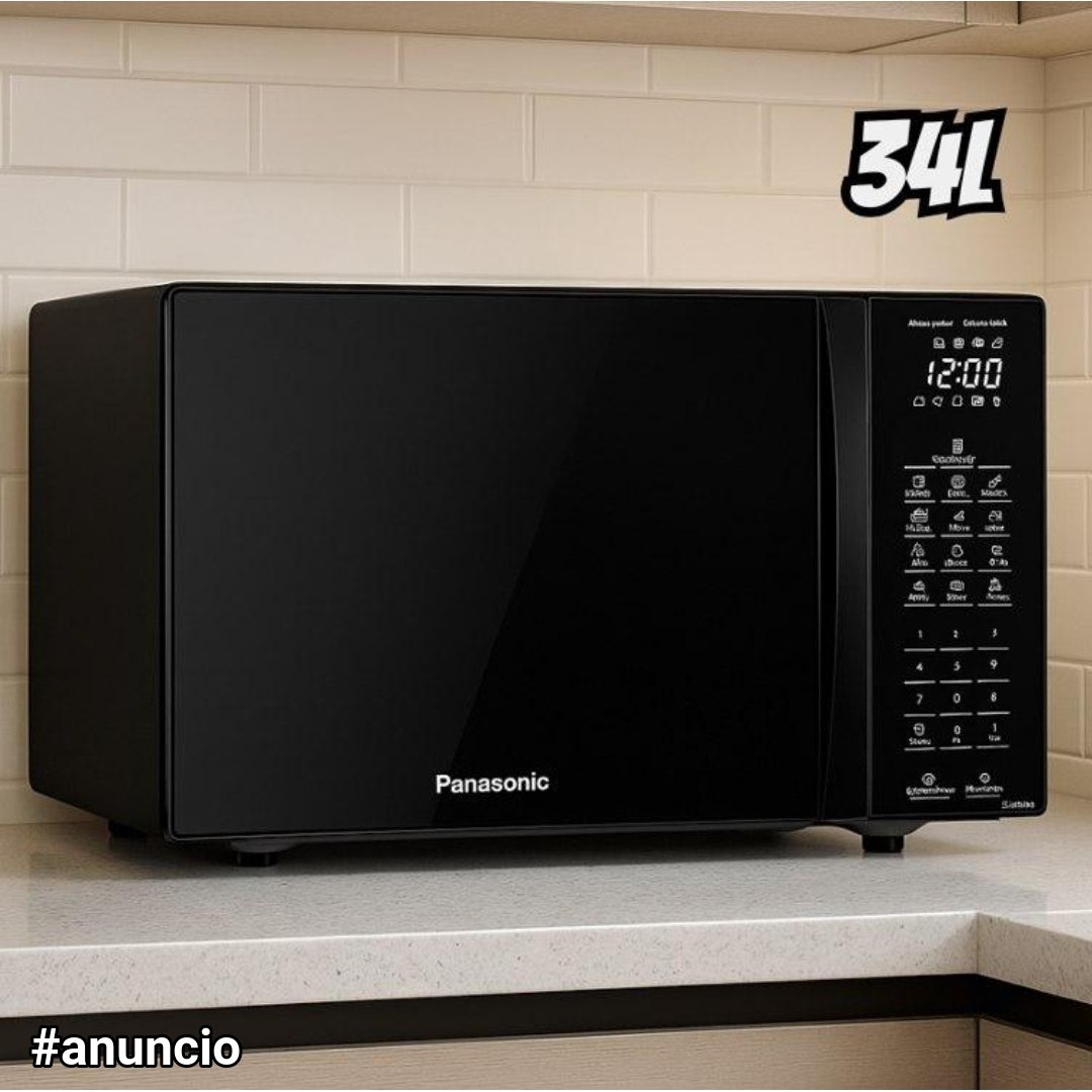 Microondas Panasonic Black Glass 34L Dupla Refeição 110v NN-ST66NBRU