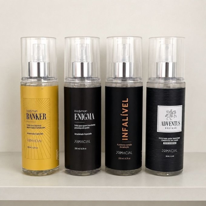 Kit Body Splash Masculino 200ml - Infalível, Enigma, Banker, Adventus