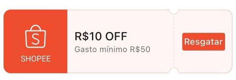 Cupom Shopee - R$10 OFF em R$50 + Frete Grátis