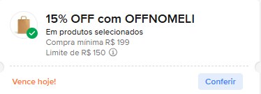 Cupom Mercado Livre 15% OFF