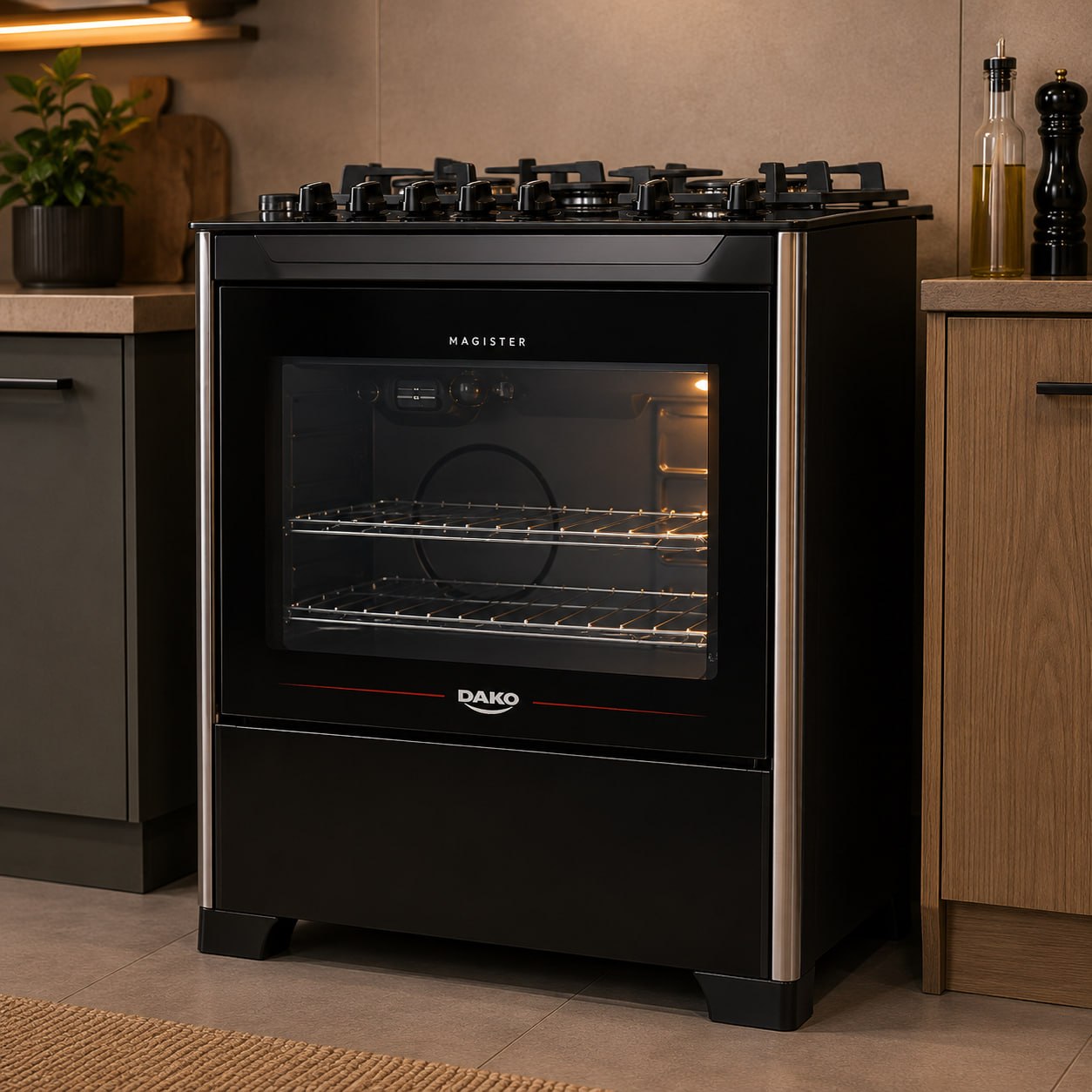 Fogão 5 Bocas Dako Magister com Mesa de Vidro e Forno 100L Bivolt