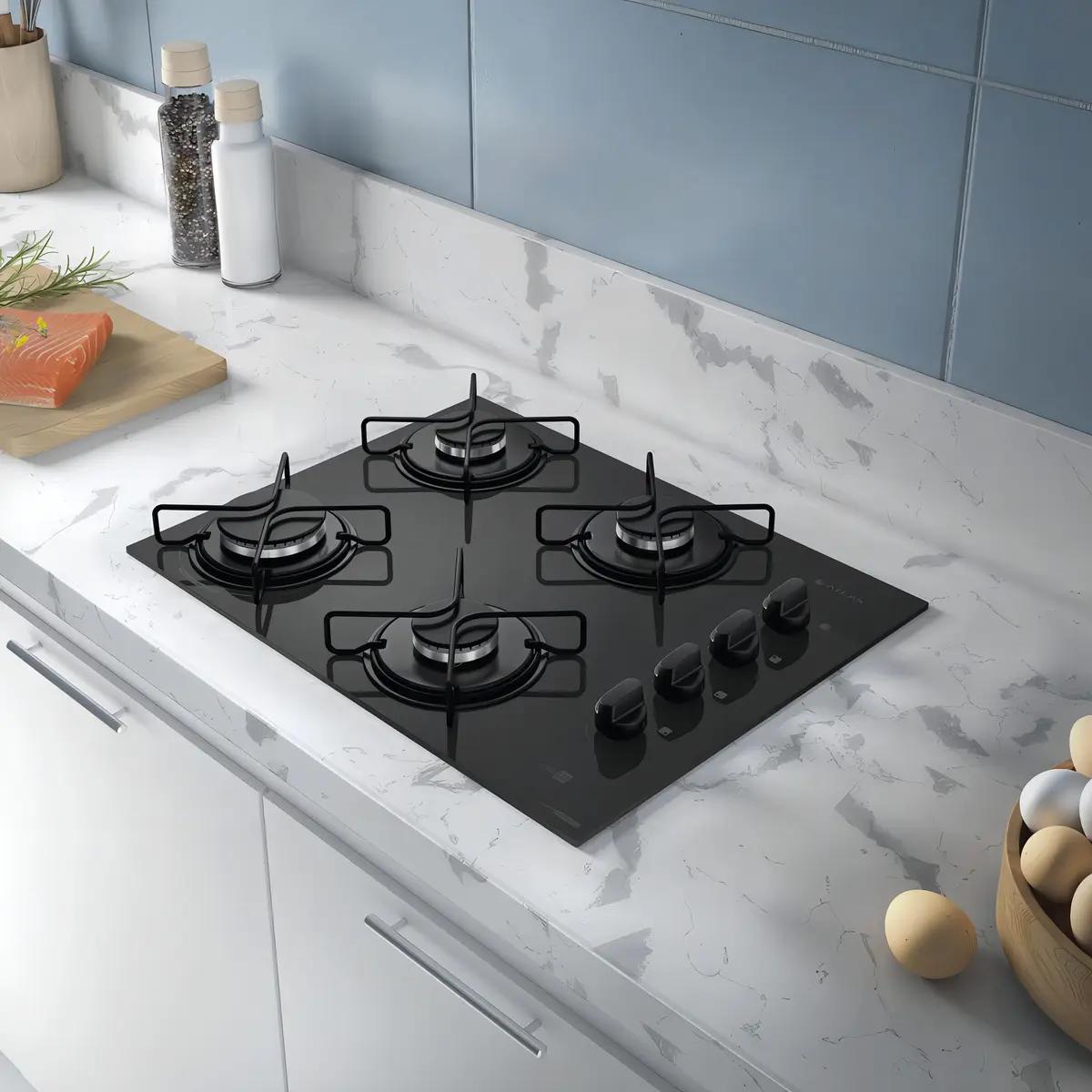 Cooktop Atlas Agile Up Bivolt 4 Bocas com Mesa de Vidro