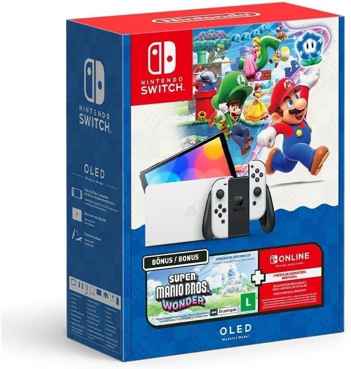 Bundle Nintendo Switch OLED + Super Mario Bros Wonder + 3 Meses Online