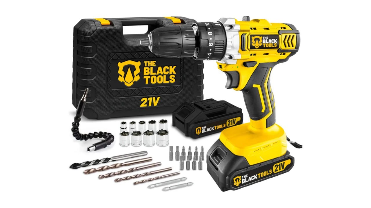 Parafusadeira e Furadeira de Impacto Black Tools 21V 2 Baterias com Maleta