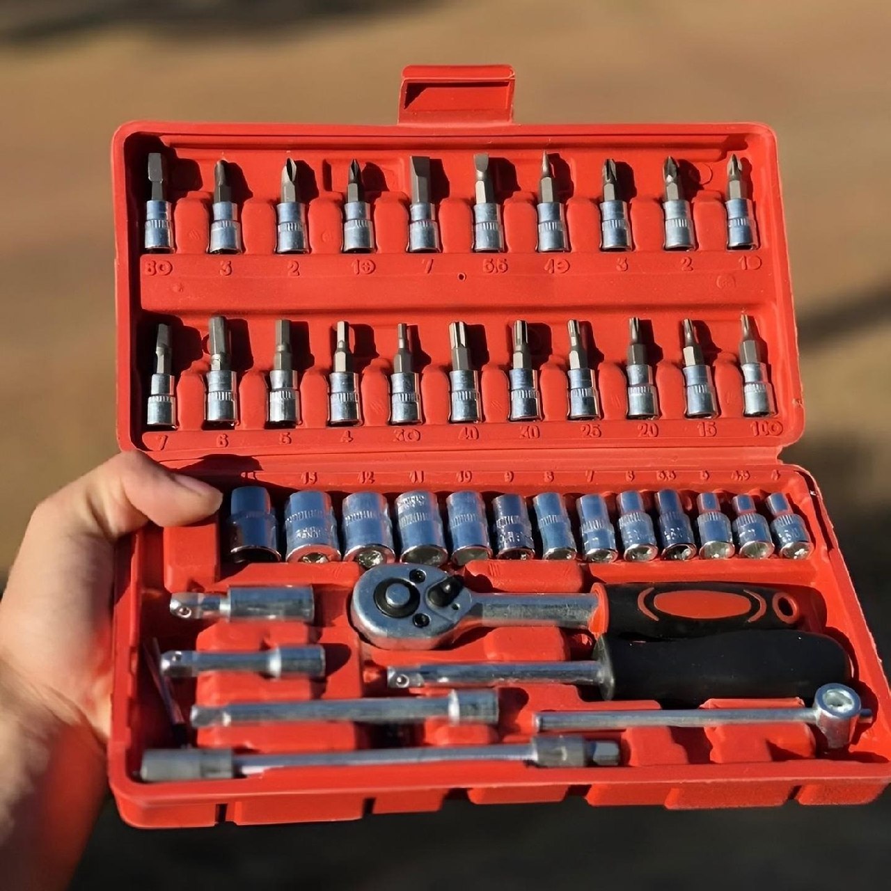 Kit Chave Catraca Soquete 46 Peças Aço CRV