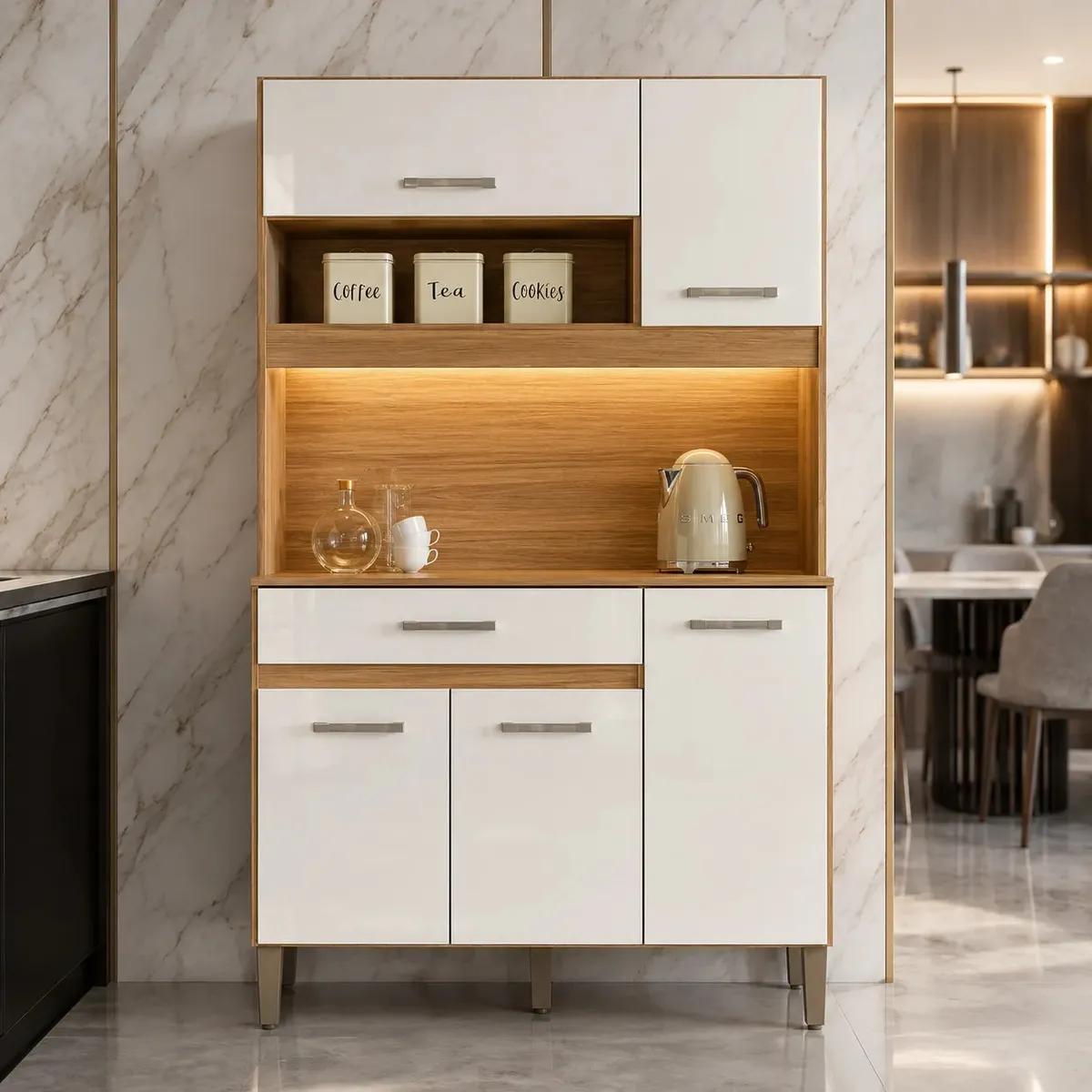 Armário de Cozinha Compacto com 5 Portas e 1 Gaveta