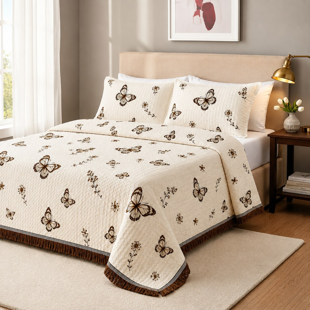 Colcha Cobre Leito King Size Piquet Borboleta S&S Textil