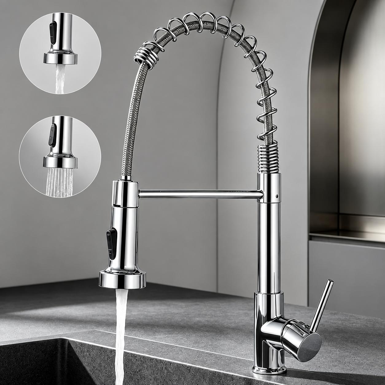 Torneira Cozinha Gourmet Bancada Flexível Monocomando Inox